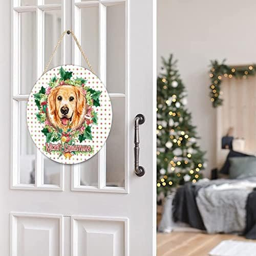 Dekorativni drveni paletni znak Božićni vijenac za pse Okrugli vješalica za vrata Rustikalna seoska kuća Dobrodošli Zbir sa drvetom