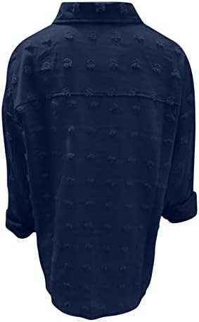 Ženska majica šifona dolje majica dugih rukava V izrezni bluze za vrat Labavi fit prevelizirani švicarski bluza s džepnim bluzama