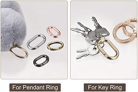 Uxcell Spring Ovelni prsten, 4pcs 1,61 inčni okrugli opružni kopču Opružni opružni privjesak za ključeve za torbe za torbe za ključeve, srebrni ton