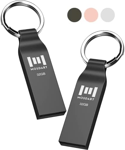 MosDart 32GB metalni USB 2.0 Flash Drive 2 Pack FAT32 Thumb pogon sa tipkom za tastera 32 GB otporni na palcu 32G Memory Stick za pohranu podataka i sigurnosno kopiranje, Titan Siva