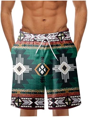 Muški kratkitesti atletske ploče Stretch Vintage Aztec Ispis Sthet Swim Trups trake za kostim s džepovima