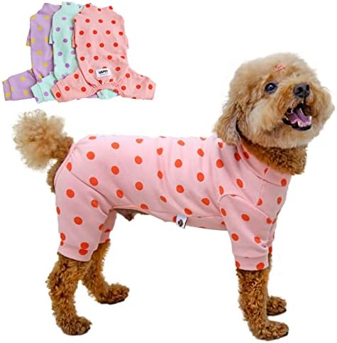 U & PET LOLLIPOP POLKA DO DOG PAJAMAS, mekani materijal koji se razimni turtleneck kombinezon sa sve u jednom psećim pasama za male