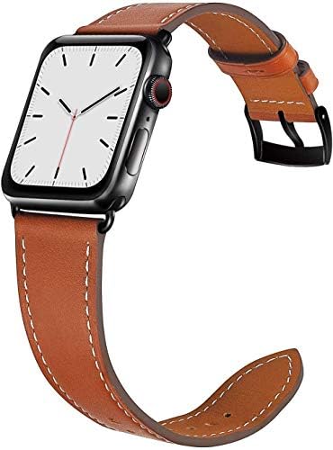 Kompatibilan sa Apple Watch Band 45mm 44mm 42mm, originalna kožna iWatch opsega Zamjenski remen kompatibilan sa Apple Watch serijom 7/6/5/4/3/2/1 / 1 / SE, Brown