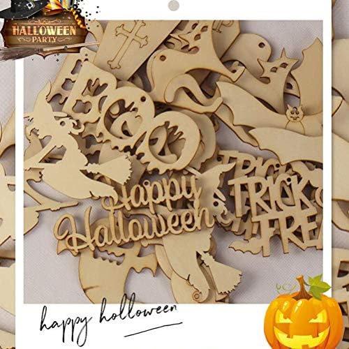 Soimiss 20pcs Halloween Ghost Festival Dekoracija rekvidacije zagonetke Graffiti Graffiti Wood Chip ELF drveni privjesak za umjetnost