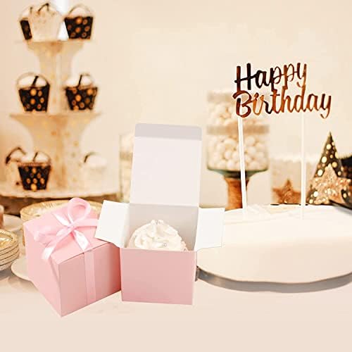 COTOPHER 60kom kutije za vjenčanje, papirne poklon kutije 3x3x3 inča male poklon kutije sa vrpcama male kutije za poklone, Zanatstvo, Cupcake, Candy, kutije za prijedloge djeveruša