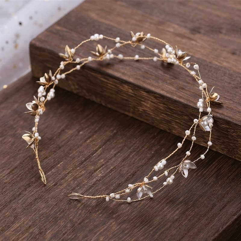 Hmggdd ručno rađeni cvijet Beaded Bride Headdress Hairband Tiara vjenčanje Hair Accessories ukras