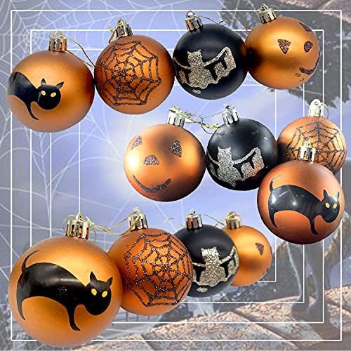 Deloky 12 kom Halloween viseće lopte-2.4 Inch Halloween bundeva Bat Spider Web Shatterproof Ball za Halloween vijenac ukrasi i dekoracija
