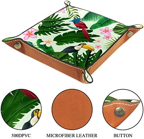 Lyetny Tropical Toucan Zelena organizator za skladištenje pladanj zaslonu Bedde Caddy Desktop ladica Promjena tipke Coin Coin Box Play za skladištenje ležišta, 20,5x20,5cm