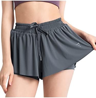 Tvrtke kratke hlače Leptir kratke hlače za žene 2 u 1 Atletski trening suknje s dvostrukim slojem za crtanje visokog struka