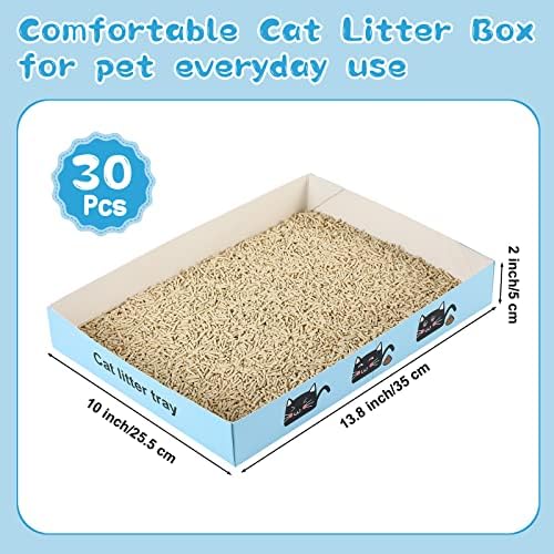 30 pakovanja jednokratne kutije za mačke sklopive papirne ladice za mačke 13,8 x 10 x 2 inča lagana kartonska kutija vodootporna za