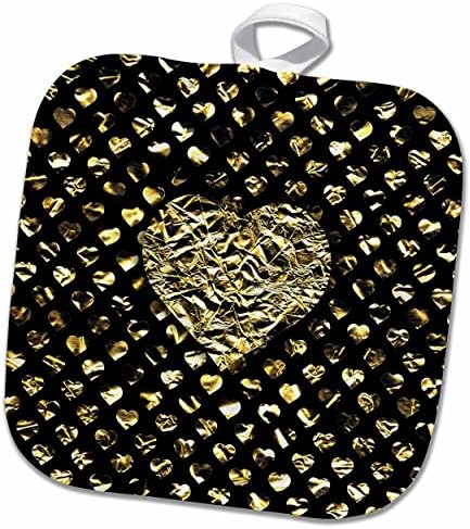 3D ruža Fotografija velikog zlatnog efekta pozadine za srce-ne-metalni nosač lonca, 8 x 8