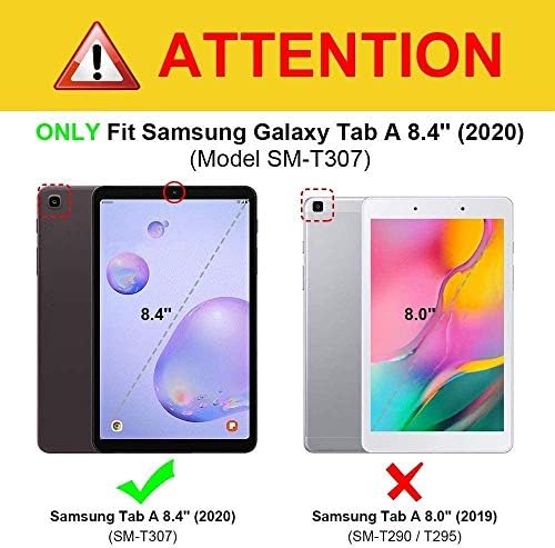 Apoll futrola za Samsung Galaxy Tab A 8.4 inča 2020 SM-T307, T307 za djecu Dječje djevojke, anti-ogrebotina PU kože Više uglova štanda Folio novčanik Slim poklopcem s držačem kartice, B-zeleni leptir