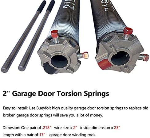 1 par 2 '' Torzijski izvori garažnih vrata s neklizajućim trakama za namatanje, visokokvalitetni torzijski izvori sa najmanje 18.000 ciklusa, lijevo i desno