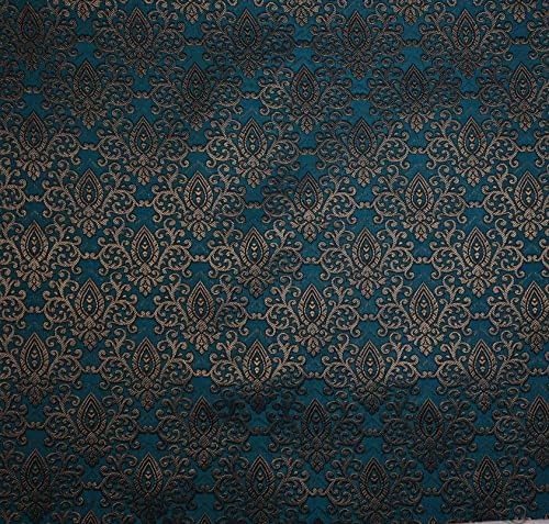 eloria-decor Damast vezeni brokat žakard tkanina za šivenje odjeće pored dvorišta Kurta tkanina za odjeću, Boja: Plava FABJACBD-0052