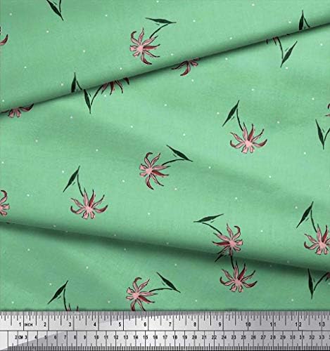Soimoi zelena pamučna Jersey tkanina tačka & amp; Floral Artistic Print Fabric by Yard 58 inch Wide