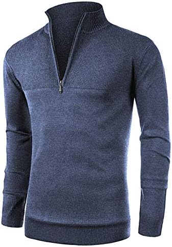 Nitagut muški tanak fit zip up mock vrat Polo džemper casual dugih rukava i pulover džemperi sa rubom
