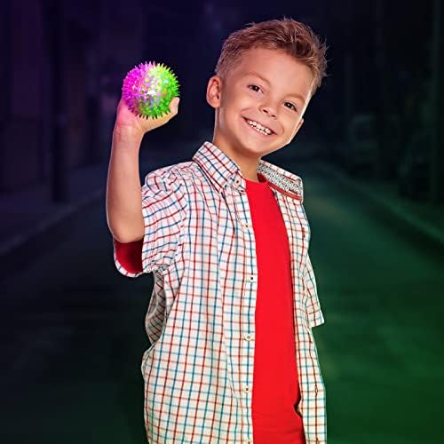 36 komada LED lampica Fidget Spiky Ball Stress Relief Spike Chew Balls LED bljeskajući šiljasti kuglice sa užad gumenim bljeskalicom