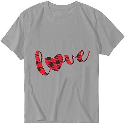 Dan zaljubljenih Plus Veličina Tees Top za žene pismo Plaid Love štampani puloveri ljeto kratki rukav Casual T Shirt