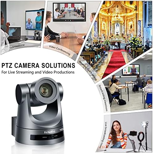Fomako NDI PTZ kamera, 12x-NDI Kamera HDMI 3G-SDI LAN, FOV 72,5 stepeni širokougaoni POE 1080p / 60FPS emitovanje IP Live Streaming