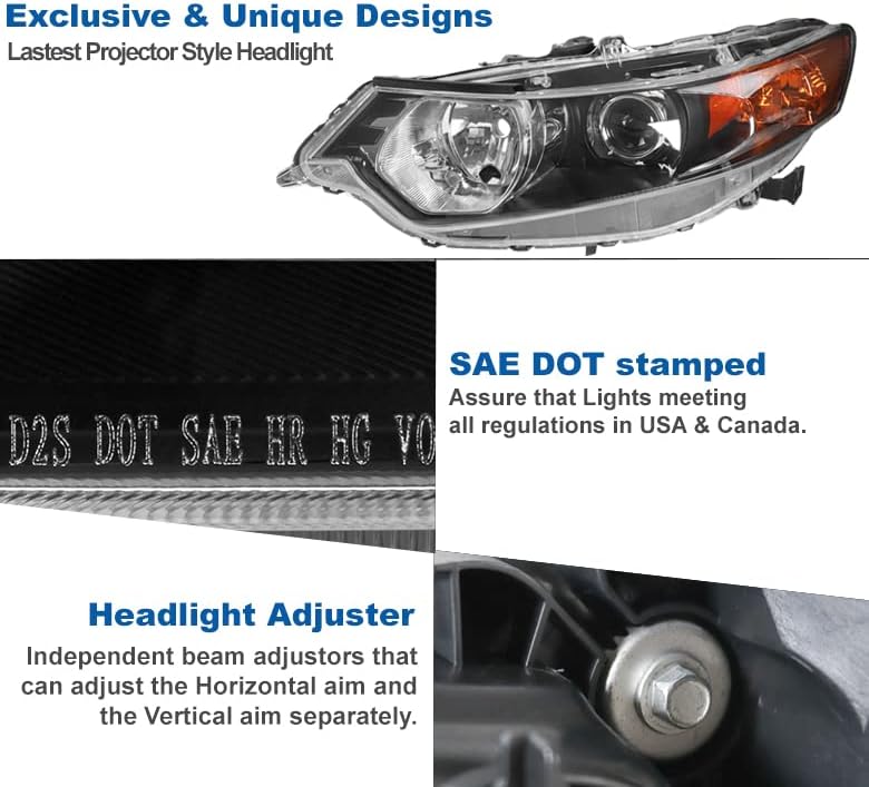 ZMAUTOPARTS projektor farovi prednja svjetla crna sa 6 plava LED DRL svjetla za 2009-2014 Acura TSX