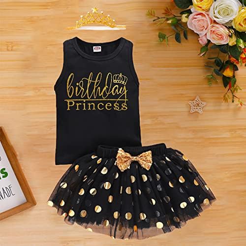 Lysmuch Toddler Baby Girls Rođendanska odjeća Princess Kratki rukav Košulju prsluka Mreža MUBBLE TUTU SUPR SET sa krunom