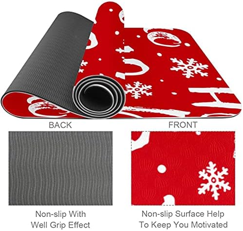 Debeli non Slip Vježba & fitnes 1/4 yoga mat sa crvenim Božić Hohoho Santa Snowflake Print za Yoga Pilates & amp ;Pod fitnes vježbe