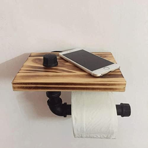 SXNBH toaletni držač za papir-Global proizvodi Industrijski toaletni papir sa rustikalnom drvenom policom i hardveru od livenog željeza