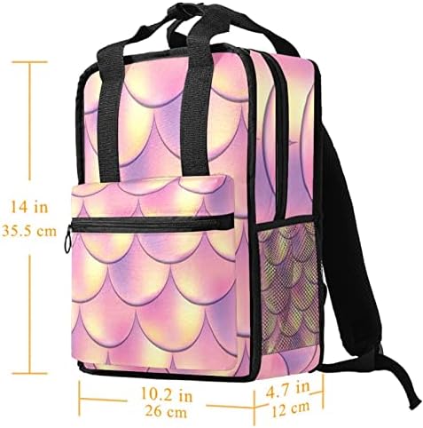 Tbouobt putni ruksak lagani laptop casual ruksak za žene muškarci, sirena crtana ružičasta skala ruža zlato