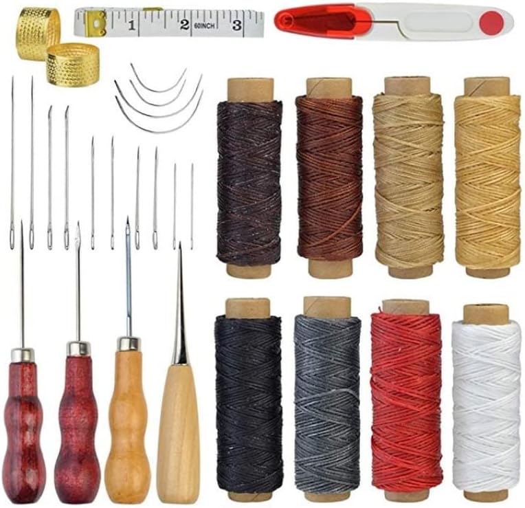 30pcs kožni zanatski otvor alata za pričvršćivanje kompleta za šivanje rezbarenja Radno šivanje timble makaze kožni zanatski alati set Kit alat -