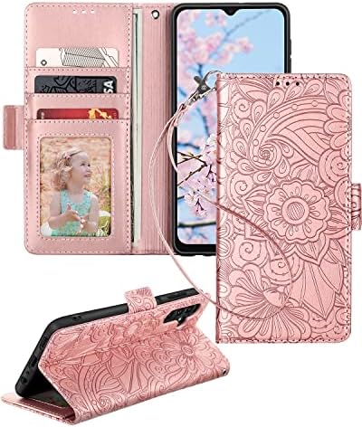 Petocase za Samsung Galaxy A13 5G 2021 futrola za novčanik,reljefna Mandala Floral Leather Folio Flip ručni zglob otporan na udarce