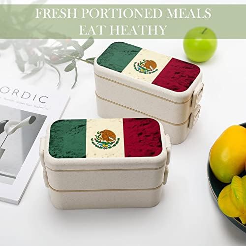 Retro Mexico zastava Dvostruki paket Bento ručak Modern Bento kontejner sa setom posuđa
