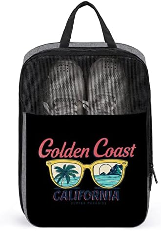 Vintage golden Coast California torba za cipele vodootporna putna torba sa prozirnim Windows prijenosnim organizatorom za odlaganje