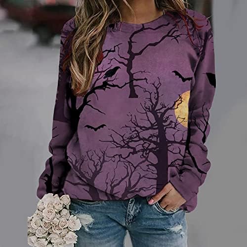 Brkewi Weons Halloween dukseri Raglan s dugim rukavima Crewneck napušteno groblje Grafički majica Gothic Thriling Pulover