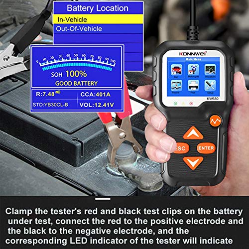 N / A Universal KW650 12V 6V 100-2000 CCA Automatski tester za učitavanje baterije za auto šire kompatibilnosti