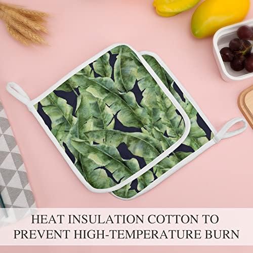 Vodenicolor banana palci ostavlja držači lonca 8x8 vruće jastučiće otporne na toplinu, zaštita od radne površine za kuhanje kuhinje
