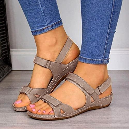 Wedge sandale za žene 2023 Summer Hook & amp; Loop Sandal sa podrškom za luk jednostavne Vintage cipele papuče za dame