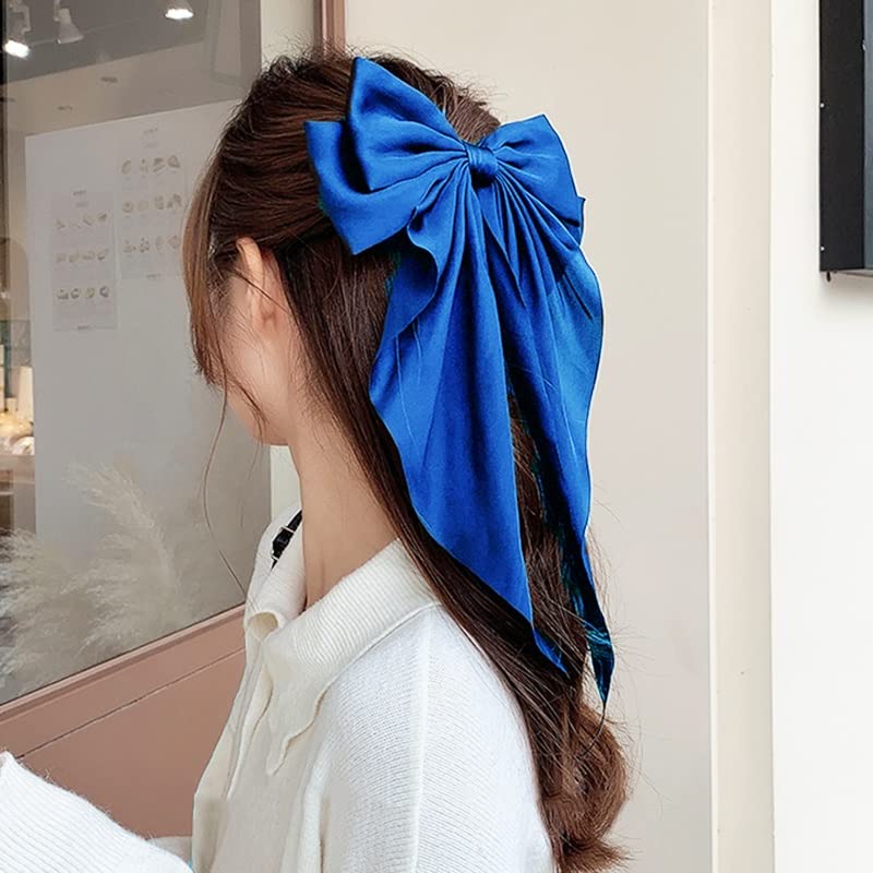 Quesheng veliki luk za kosu za žene satenski šifon veliki bowknot brješiočeve boje Ponytail clips za djevojčice