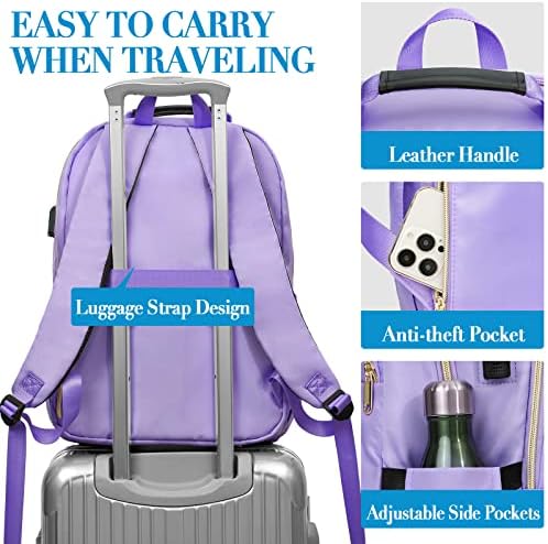 KUOSDAZ prekrivani ruksak za žene, 15,6 inčni veliki modni fakultetske torbe sa USB portom za punjenje, žene radne putovanja Laptop