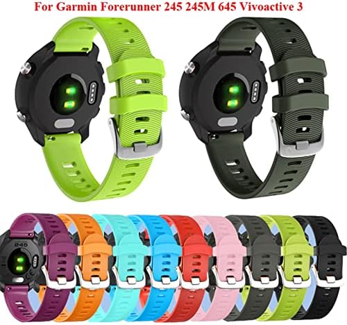 HAODEE 20mm Sport silikonska traka za sat za Garmin Forerunner 245 245m 645 Vivoactive 3 Vivomove HR narukvica sa pametnom narukvicom