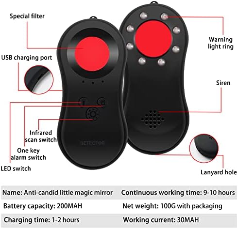 Skriveni detektor kamere, džepni zapisnika za špijunski fotoaparat locira skrivenu kameru, naplaćuju se alarm protiv krađe sa LED