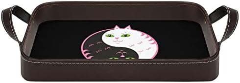 Slatke mačke yin yang PU kožna posluživanja nosača elegantna dekor parfema Organizator sa ručkama