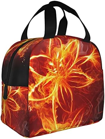 DMORJ Flaming Fire Flowers kutija za ručak velika:> & gt; kapacitet torba za ručak Bento kutija za ručak za djecu žene odrasle 8.5x8x5 inča