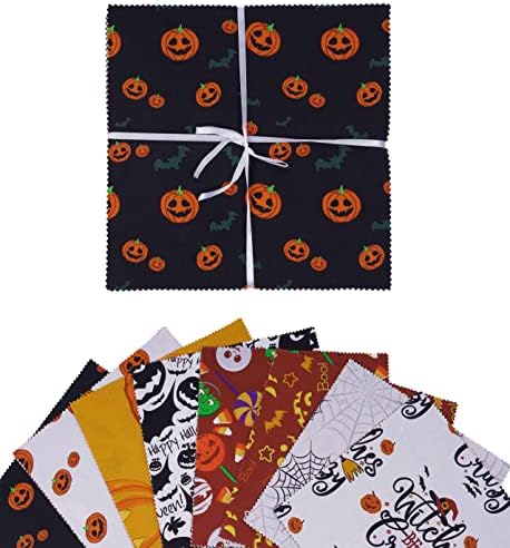 Soimoi Precut 10-inčni Halloween Prints Cotton Fabric Bundle Quilting Quads Charm Pack DIY Patchwork šivaći zanat - višebojni