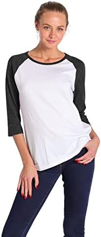 BAIEBLEUE globalne ženske Bejzbol majice - 3/4 rukav Casual Raglan dres Tee Osnovni Vintage Raglan rukav Top