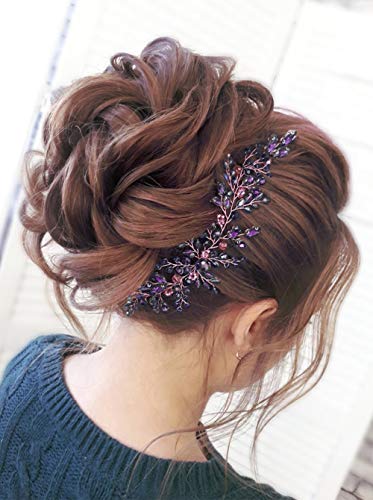 Denifery Ljubičasta Vjenčana Kosa Komad Ljubičasta Kosa Vine Bridal Srebrni Nakit Pokrivala Za Glavu Vjenčanje Hair Accessories