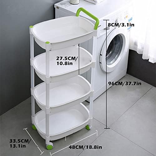 Fizzoqi Mobilna plastična kapljica, kolica za skladištenje dnevne sobe, 3 slojna kolica s ručkom za ured, kupatilo, kuhinjsku komunalnu