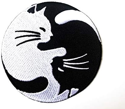 Cat Yin Yang Kung Fu Chinese Tao Balance Simbol Simbol Logo Majica Kostim Applique EmnoIzled SEW Gvožđe na zakrpa