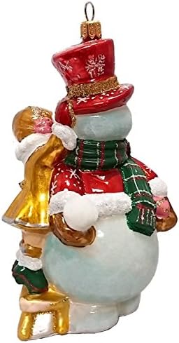 Djevojčica oblačenje snjegović poljski staklo Božić ukras ukras