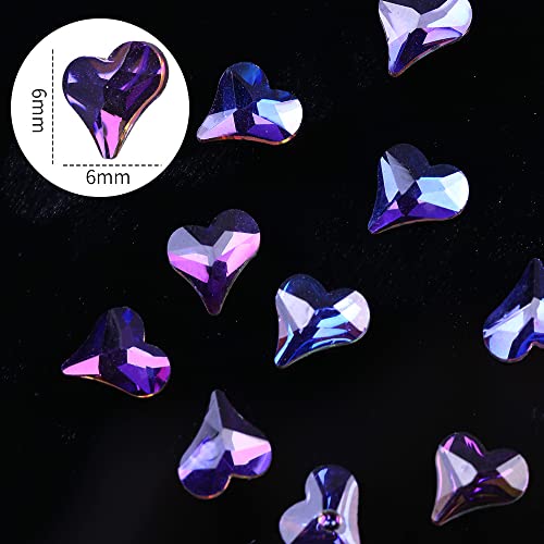 3D Heart Nail Art Charms 50 kom Aurora gradijent dizajn srca za nokte Rhinestones Iridescence Flat Back Crystals Gems potrepštine za nokte AB sjajni Valentinovo Nail Art Dodaci za žene djevojke