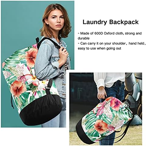 Akvarelni uzorak tropska torba za pranje veša za teške uslove rada ruksak za pranje veša sa naramenicama i ručkama putna torba za